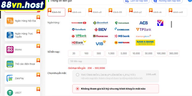 Lợi ích khi thực hiện nạp tiền 88VN