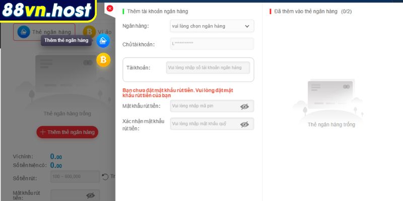 Rút Tiền 88VN – Hướng Dẫn Giao Dịch An Toàn Và Hiệu Quả 2 Tạo mật khẩu rút tiền 88VN